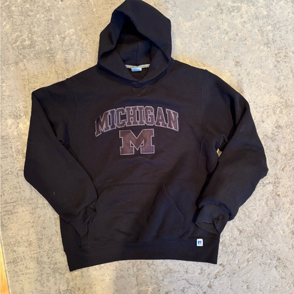 Russell Athletic Dark Hoodie with Michigan Logo